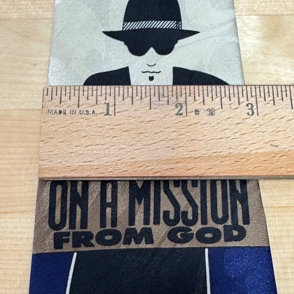 Steven Harris Mens On A Mission From God Navy Blue Graphic Novelty‎ Necktie